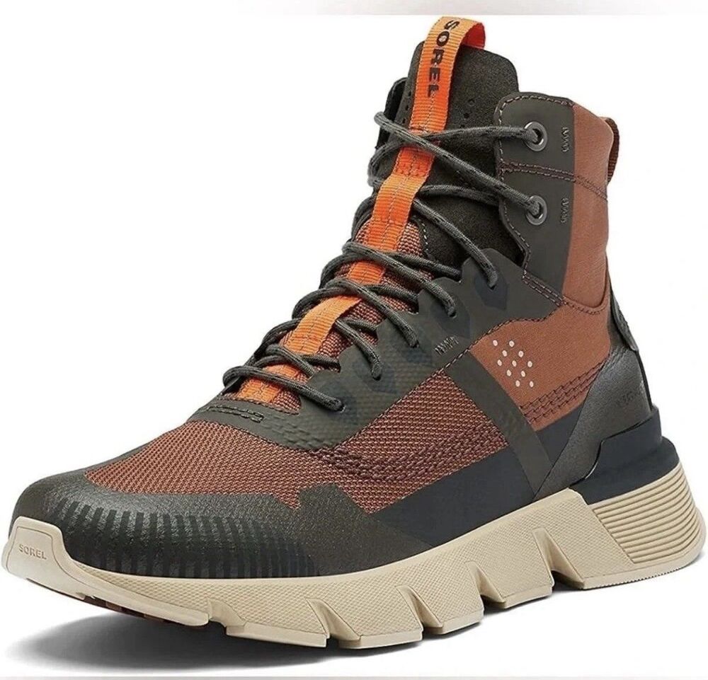 Sorel Kinetic Rush Mid WP Mens 13 Dark Amber Buffalo Waterproof Sneakers